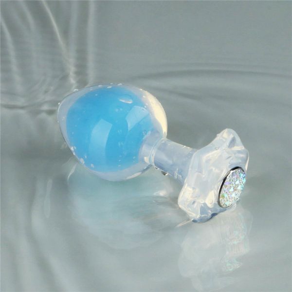 Gemoria Silicone Butt Plug (Glow-In-The-Dark) - Blue zdjęcie 10