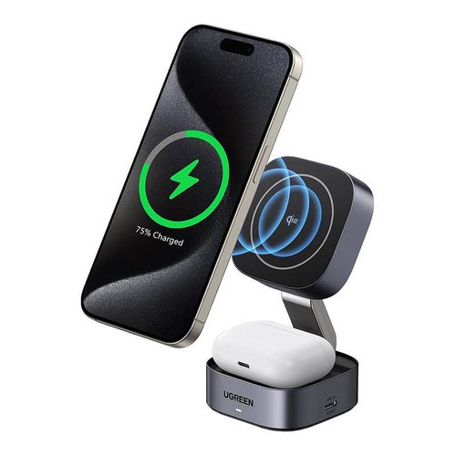 Ładowarka Indukcyjna UGREEN W702 Qi2 15W MagSafe DO iPhone, AirPods Szara na Arena.pl