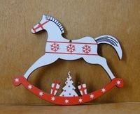 zawieszka 5szt  konik bujany z nadrukiem 6 x 9 cm    p1151w10