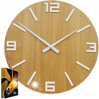 Zegar Ścienny Akrylowy Dębowy Drewniany Arabic Wood White 50 cm Okrągły