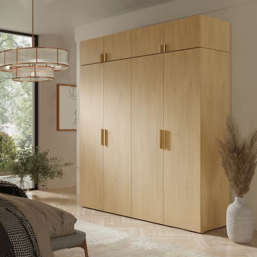 Nadstawka do szafy Napoli 4D 200 Dąb Cremona (złoty uchwyt) na Arena.pl