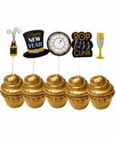 Pikery do babeczek sylwestrowe Happy New Year 5szt
