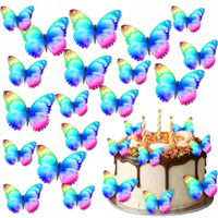 Waflowe Tęczowe MOTYLKI na tort Jadalna ozdoba dekoracja 23 szt