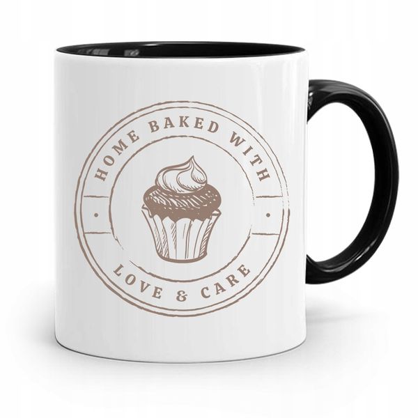 Kubek Czarny Prezent Dla Piekarza Home Baked Z Nadrukiem Ze Zdjęciem zdjęcie 1