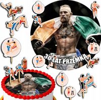 ZESTAW OPŁATEK NA TORT 20CM + TOPPERY PAPIEROWE - MMA WALKA 15CM 18CM