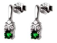 Eleganckie rodowane srebrne podłużne kolczyki szmaragd białe cyrkonie srebro 925 K2240