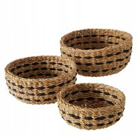 KOSZYK PLECIONY BEŻOWY OKRĄGŁY OZDOBNY ZESTAW BOKAR 3 SZT ŚR 21-30 CM
