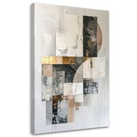 Obraz do salonu, Abstrakcja geometryczna w bieli szarości beżu i