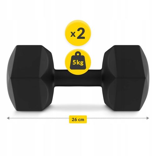 HANTLE BITUMICZNE HANTELKI ZESTAW DO ĆWICZEŃ FITNESS SIŁOWNIA TRENING 2x5kg na Arena.pl