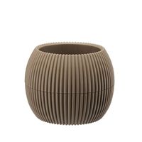 Doniczka plastikowa z podstawką osłonka kula rozm.2 CORAL 11,5 cm tworzywo mat brązowy jasny prążkowany wzór