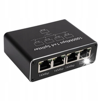 Adapter rozdzielacz mini Switch splitter LAN Ethernet RJ45 4xRJ45 1000M 1GB
