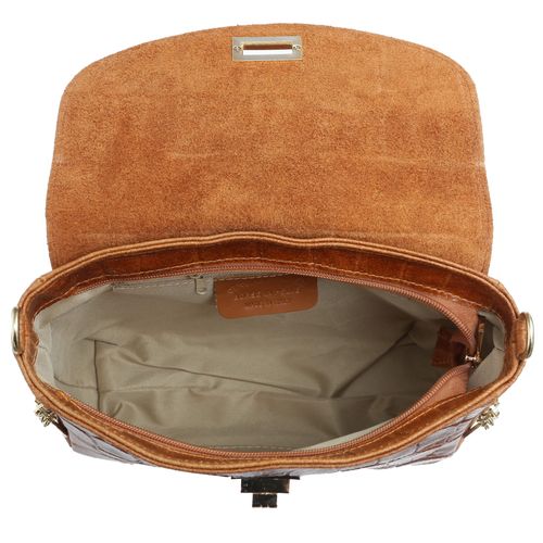 VERA PELLE torebka damska skórzana listonoszka kroko z paskiem V532 j.szara na Arena.pl