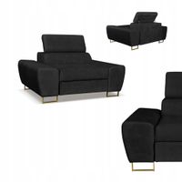 Fotel wypoczynkowy Bosso salon Family meble czarny welur reg zagłówek