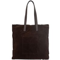 VERA PELLE torebka zamszowa shopper z długimi rączkami V691 c.brązowa