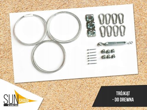 ZESTAW DO MONTAŻU ŻAGLI PRZECIWSŁONECZNYCH OGRODOWYCH TRÓJKĄTNYCH DO DREWNA na Arena.pl