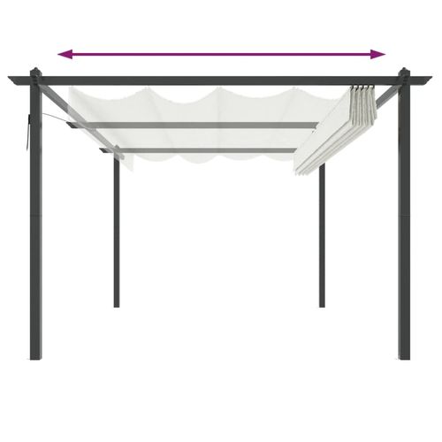 Altana ogrodowa ze zwijanym dachem, 4x3 m, kremowa na Arena.pl