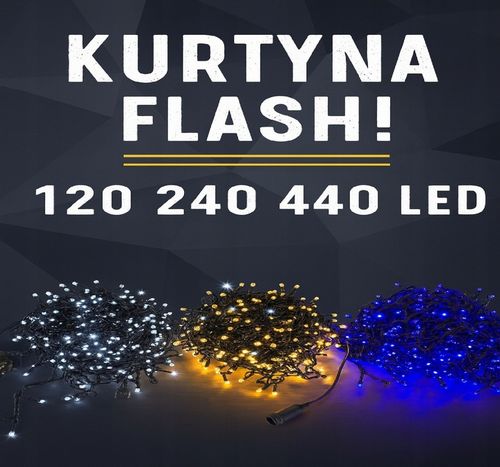Kurtyna Świetlna LED 440 Sople Niebieskie Flash Zewnętrzna IP44 31,7 m na Arena.pl