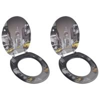 Deski sedesowe, 2 szt., MDF, wzór Nowy Jork