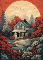 Plakat 39,5x55cm Idylla Rustykalna