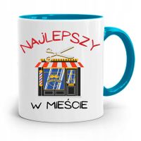 Kubek Błękitny Dla Fryzjera Najlepszy W Mieście Z Nadrukiem Ze Zdjęciem