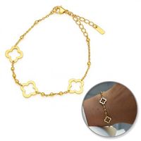 bransoletka na rękę stal chirurgiczna pozłacana 14k złotem koniczynki