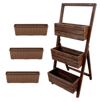 Kwietnik kaskadowy stojak na kwiaty potrójny Brązowy + 3 Wkłady