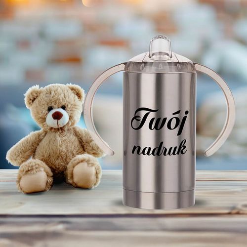 Srebrny kubek niekapek dla dzieci z dowolnym nadrukiem na Arena.pl
