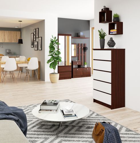 KOMODA K 60 cm 5 SZUFLAD WENGE / BIAŁA na Arena.pl