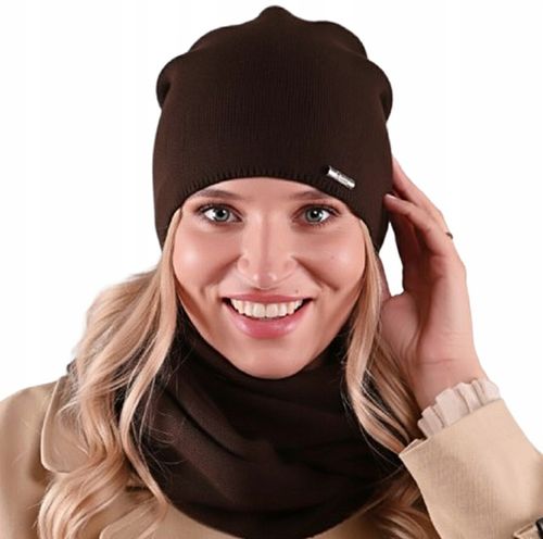 CZAPKA damska przejściowa jesienna gładka Polska modny BRAZ czekolada na Arena.pl