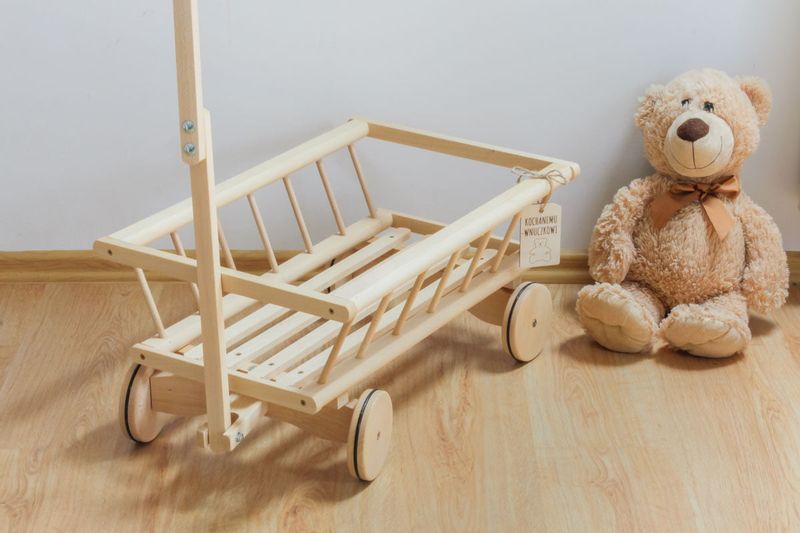 Duży, drewniany wózek drabiniasty - gumowane koła zdjęcie 10