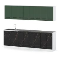 Kuchnia Blat Pojemna Vero 2.6m Duża Biała Butelkowa Zieleń San Sebastian