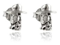 Delikatne oksydowane srebrne kolczyki celebrytki czaszki z papierosem czacha skull srebro 925 K2885