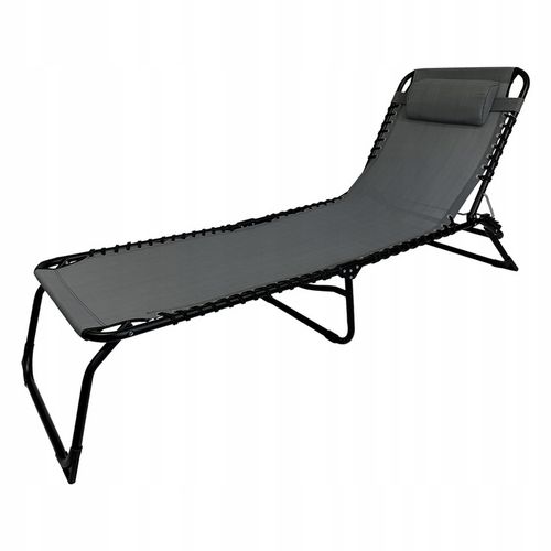 LEŻAK SKŁADANY OGRODOWY ŁÓŻKO POLOWE Z PODUSZKĄ TURYSTYCZNE RELAX C. SZARY na Arena.pl