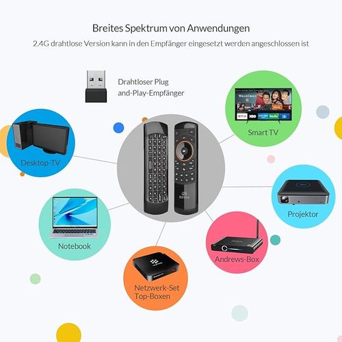 Pilot zdalnego sterowania Rii do HTPC/TV Box bezprzewodowy 2.4G QWERTZ na Arena.pl