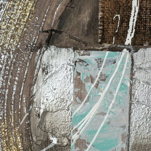 Obraz ręcznie malowany Abstrakcja brokat 80X80 beżowy na Arena.pl