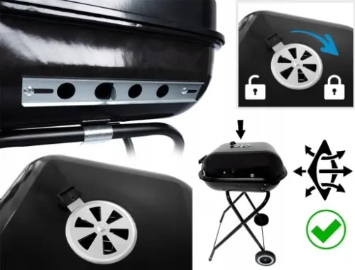 GRILL Węglowy na brykiet Ogrodowy PRZENOŚNY turystyczny WÓZEK POKRYWA na Arena.pl