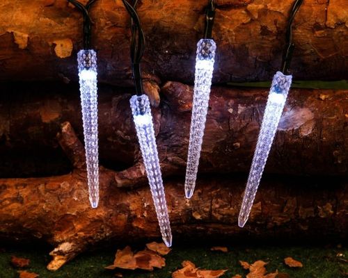 Lampki solarne 30 LED sople JoyLight zimne białe z programatorem 8 funcji na Arena.pl