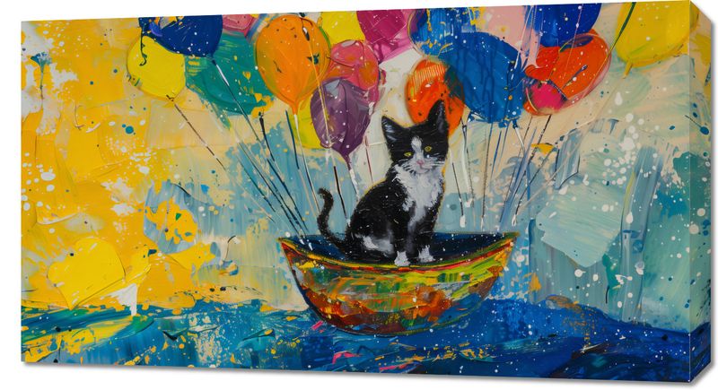 Obraz 90x50cm Kot na Łodzi zdjęcie 1