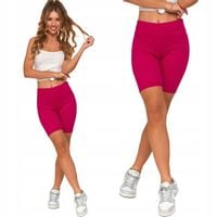 Moraj Prążkowane Legginsy Kolarki z Wysokim Stanem 850-013 Fuksja L/XL