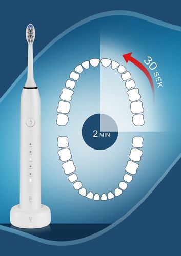 Szczoteczka soniczna do zębów 84tys r/min 5 Tryb 4 Końcówki INDUKCJA BIAŁA na Arena.pl