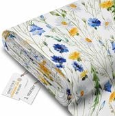 Wodoszczelne Płótno Żaglowe Oxford 600D Biały w Kwiaty 160x100 cm Ogrodowe