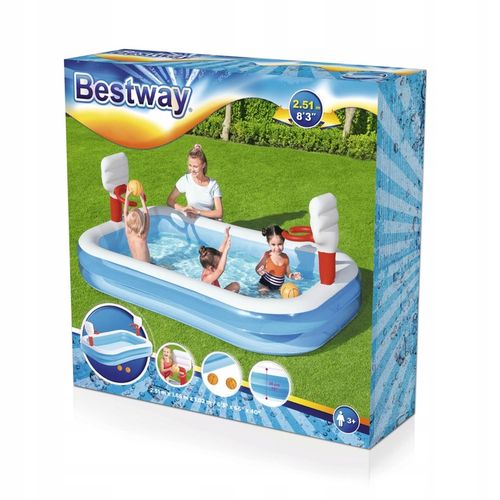 BASEN DMUCHANY DZIECIĘCY DO GRY W KOSZYKÓWKĘ 251x168cm BESTWAY 54122 na Arena.pl