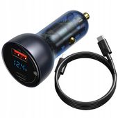 BASEUS MOCNA ŁADOWARKA SAMOCHODOWA ZASILACZ USB-A USB-C 65W Z KABELEM USB-C