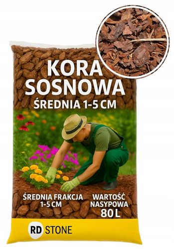 Kora Sosnowa Średnia 80L ściółka naturalna do ogrodu ochrona roślin na Arena.pl