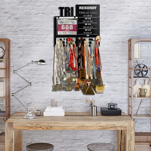 Wieszak na medale i numery startowe REKORDY TRIATHLON  twoje imię 346.1 na Arena.pl