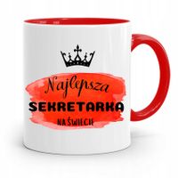 Kubek Czerwony Prezent Dla Najlepszej Sekretarki Z Nadrukiem Ze Zdjęciem