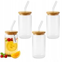 Zestaw szklanek ze słomką i pokrywką 550ml do napojów Bergman 4 szt.