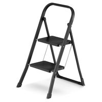 Drabina domowa stalowa składana schodki domowe 2 stopnie kolor czarny 1632H