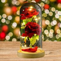 WIECZNA RÓŻA W SZKLE ŚWIECĄCA LED NA PREZENT DZIEŃ BABCI KOBIET WALENTYNKI