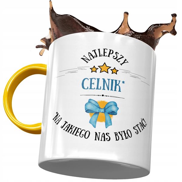 Kubek Żółty Dla Celnika Najlepszy Celnik Prezent Z Nadrukiem Ze Zdjęciem zdjęcie 1